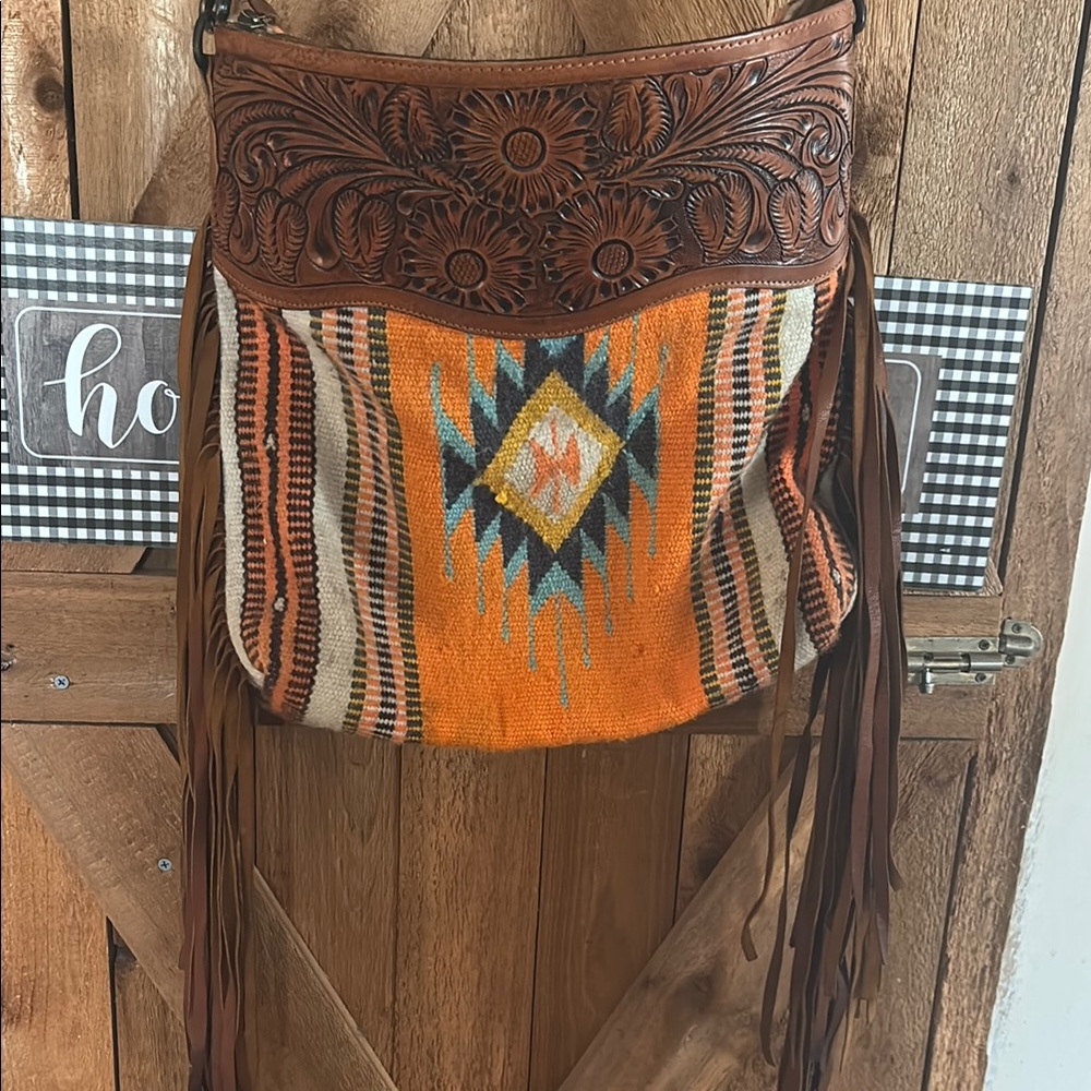 Tooled leather purse